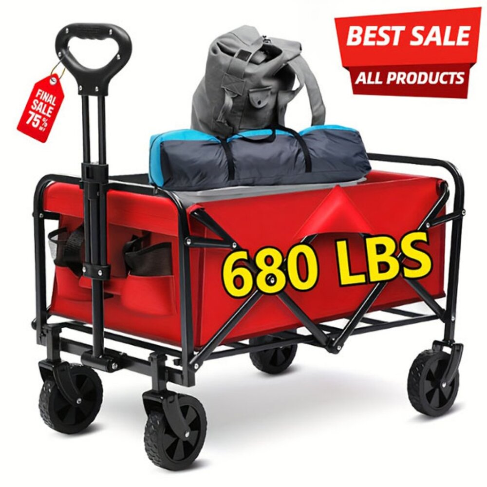 Heavy Duty Folding Cart - All Terrain Collapsible Wagon 220lbs/ 450lbs/ 680lbs